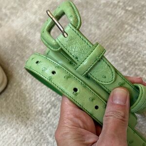 Laurent Effel Green Ostrich Leather Belt